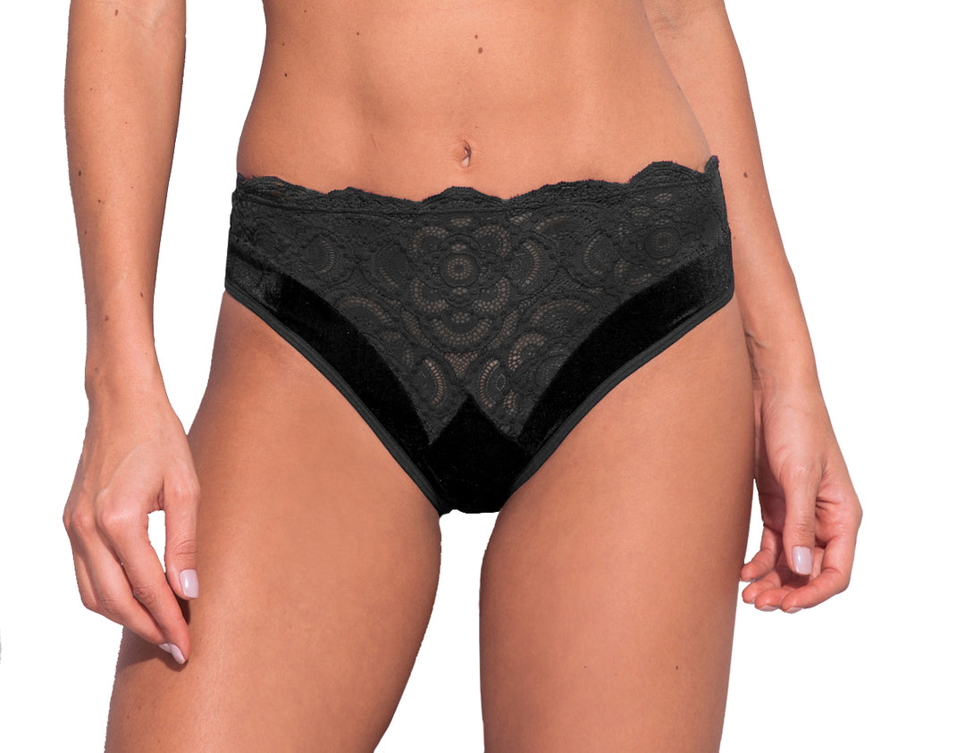 Pomegranate Love Velvet and Lace Panties