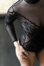 Load image into Gallery viewer, Edinburgh Long Sleeve Tulle and Floral Lace Bodysuit

