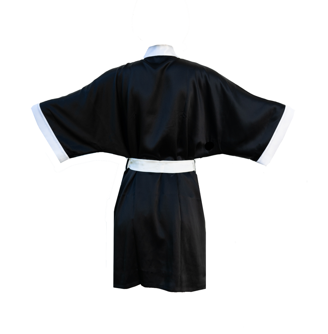 Kyoto Black and White Silk Kimono