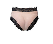 Load image into Gallery viewer, Our most comfortable panty ever. Elastic-free geometric sparkle lace and sheer stretch tulle compose this mid-rise panty, lined in 100% cotton.
