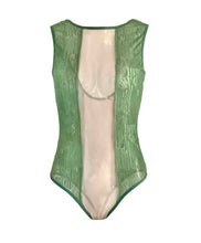 Load image into Gallery viewer, Cleopatra Green Lace and Tulle Maillot Bodysuit
